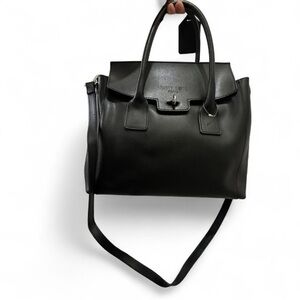 Lenny Bens Paris Black Leather Tote Made in Italy (loose screw-check last photo)